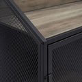 Industrial Bar Cabinet Cart with Mesh Doors Shelves and Wheels