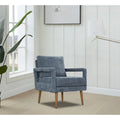 Soft Cushion Blue Chenille Upholstered Armchair - 25.98" Height