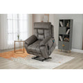 Gray Chenille Power Lift Recliner with Massage and Concealed Cup Holder
