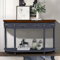 52-Inch Half Moon Circular Sofa Table with Open Shelf and Dual Drawers