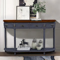 52-Inch Half Moon Circular Sofa Table with Open Shelf and Dual Drawers