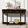 52-Inch Half Moon Circular Sofa Table with Open Shelf and Dual Drawers