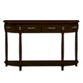 52-Inch Half Moon Circular Sofa Table with Open Shelf and Dual Drawers