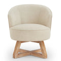 Contemporary 27-Inch Beige Linen Swivel Barrel Chair