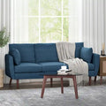 Contemporary 76.5-Inch 3-Seater Sofa with Birchwood Legs and Cushions