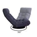 Navy Armless Swivel Recliner with Ottoman Set - Adjustable Headrest and Backrest