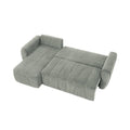 Grey 105.2" Corduroy L-Shaped Convertible Sleeper Sectional with Storage Compartment