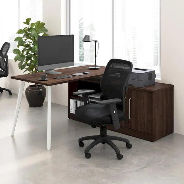 Bush Business Furniture Vista 60-Inch L-Shaped Desk with Storage Cabinet
