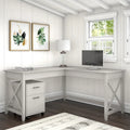Bush Furniture Key West 60-Inch L-Shaped Desk with Rolling File Cabinet