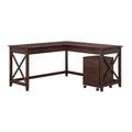 Bush Furniture Key West 60-Inch L-Shaped Desk with Rolling File Cabinet