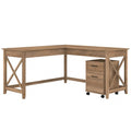 Bush Furniture Key West 60-Inch L-Shaped Desk with Rolling File Cabinet