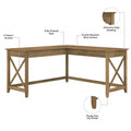 Bush Furniture Key West 60-Inch L-Shaped Desk with Rolling File Cabinet