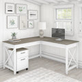 Bush Furniture Key West 60-Inch L-Shaped Desk with Rolling File Cabinet