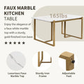 7-Piece Contemporary Faux Marble Dining Set with 6 Upholstered Chairs