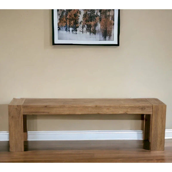 HomeRoots 58-Inch Natural Distressed Solid Wood Dining Bench