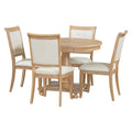 GDFStudio Lak Retro 5-Piece Dining Set with Upholstered Chairs