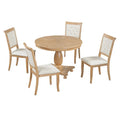 GDFStudio Lak Retro 5-Piece Dining Set with Upholstered Chairs