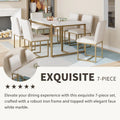 GDFStudio Carter Contemporary Rectangular Dining Set with Faux Marble Table and Six Upholstered Chairs
