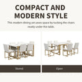 GDFStudio Carter Contemporary Rectangular Dining Set with Faux Marble Table and Six Upholstered Chairs
