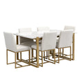 GDFStudio Carter Contemporary Rectangular Dining Set with Faux Marble Table and Six Upholstered Chairs