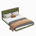 Christopher Knight Home Korli Contemporary Upholstered Leather Floating Bed Frame and Headboard Set with LED Lighting