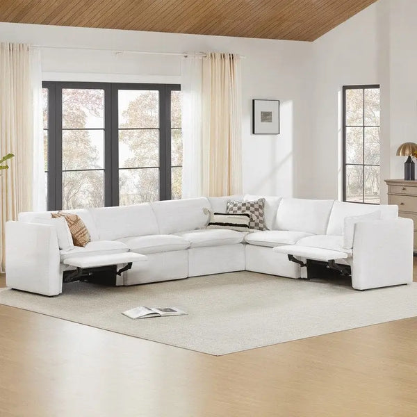 Cypress 141W L-Shaped Power Sectional Sofa with Electric Recliners