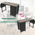 Contemporary Computer Desk with Built-in Charging Station and Versatile Reversible Storage Drawers for Home Office or Study