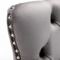 Contemporary Set of 2 Bar Stools with Button-Tufted Back and Studded Trim, Chrome Metal Base - Ideal for Dining Room, Living Room, and Bedroom