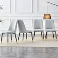 Contemporary Set of 4 Faux Leather Dining Chairs with Cushioned Backrests and Metal Legs – Ideal for Dining Rooms, Living Rooms, and Bedrooms