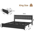 Industrial Black Bed Frame with Storage Headboard, Featuring 2 Spacious Drawers and Built-in Charging Station