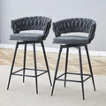 Pair of Swivel Bar Stools with Comfortable Linen Cushions - Counter Height Seating for Kitchen Islands, Dining Areas, or Pubs