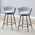 Pair of Swivel Bar Stools with Comfortable Linen Cushions - Counter Height Seating for Kitchen Islands, Dining Areas, or Pubs