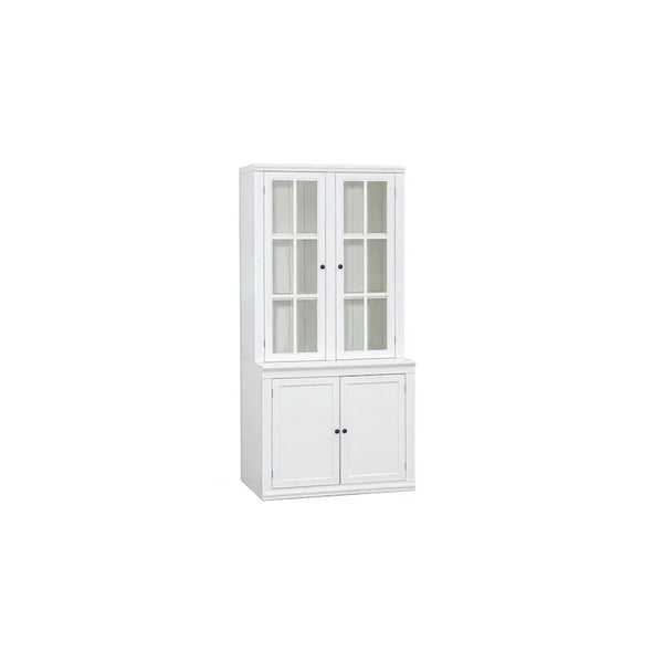 75.25-Inch Tall Traditional Display Cabinet with Tempered Glass Double Doors – Perfect for Living Room, Kitchen, and Home