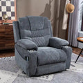 Plush Chenille Power Lift Recliner with Extended Footrest, Lift Assist, Heat & Massage Features, USB/Type C Charging, and Storage