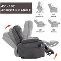 Plush Chenille Power Lift Recliner with Extended Footrest, Lift Assist, Heat & Massage Features, USB/Type C Charging, and Storage