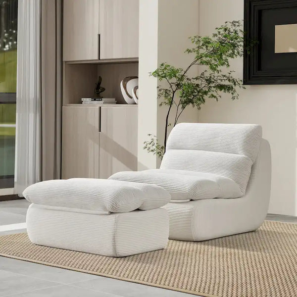 34-Inch Modern Upholstered Sofa with Ottoman - Perfect for Small Spaces