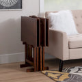26.25-Inch Hazelnut Brown 5-Piece Folding Tray Table Set with Stand