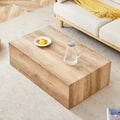 Contemporary Rectangular Coffee Table with Sturdy Base and Imitation Marble Finish for Living Room