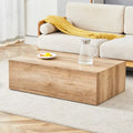 Contemporary Rectangular Coffee Table with Sturdy Base and Imitation Marble Finish for Living Room