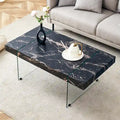 Rectangular Coffee Table with Tempered Glass Legs - Wooden Side and Center Tables for Living Room and Reception Area