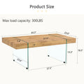 Rectangular Coffee Table with Tempered Glass Legs - Wooden Side and Center Tables for Living Room and Reception Area
