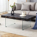 Rectangular Coffee Table with Tempered Glass Legs - Wooden Side and Center Tables for Living Room and Reception Area