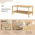 39-Inch Coffee Table with Two-Tier Design and Rubberwood Legs