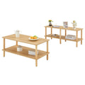 39-Inch Coffee Table with Two-Tier Design and Rubberwood Legs