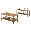 39-Inch Coffee Table with Two-Tier Design and Rubberwood Legs