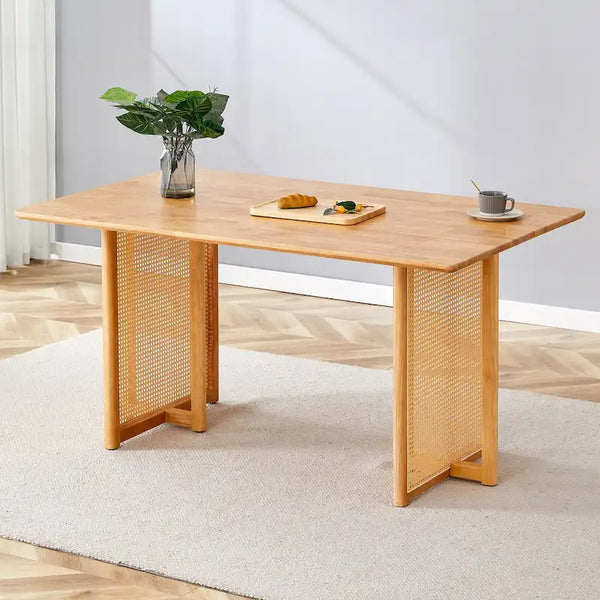 59-Inch Retro Rubberwood Table with Walnut Finish