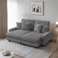 74-Inch Upholstered Chaise Lounge Loveseat with Adjustable Backrest