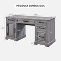 58-Inch Large Office Desk with Drawers and Embossed Texture