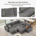 Corduroy Modular Sectional Sofa Bed with Recliner and 2 Movable Ottomans – Perfect for Living Rooms