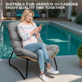 3-Piece Outdoor Cushioned Papasan Chair Set: Double Loveseat with Two Single Chairs - See Image